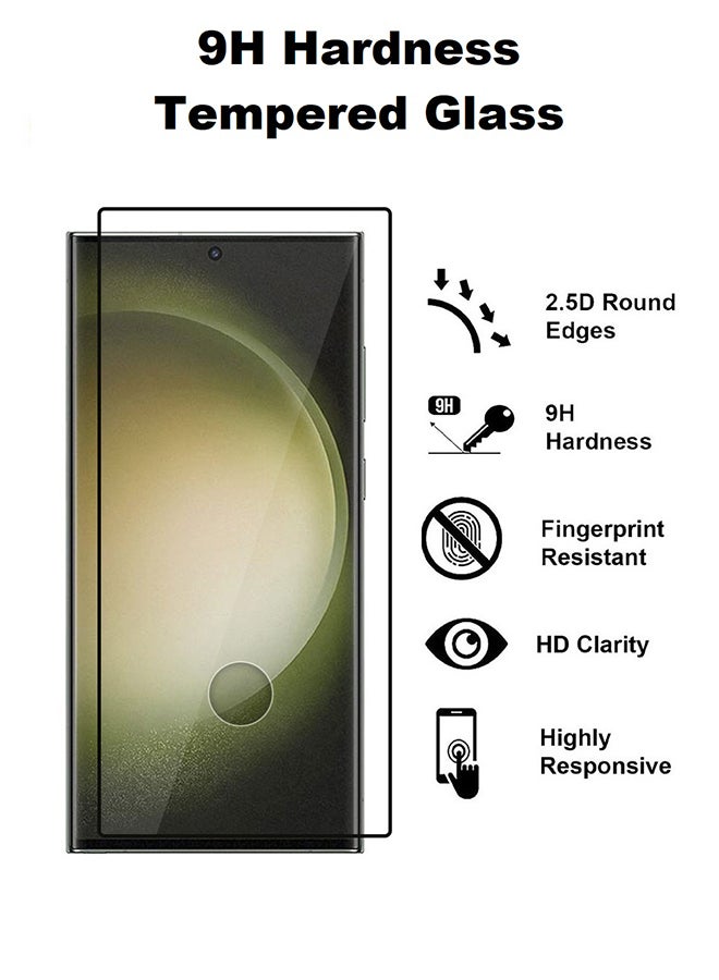 MARGOUN 2Pack for Samsung Galaxy S23 Ultra Screen Protector Tempered Glass 9H Anti-Scratch Shatterproof HD Curved Edge to Edge Full Coverage Film 6.8 inch Clear/Black - Image 3