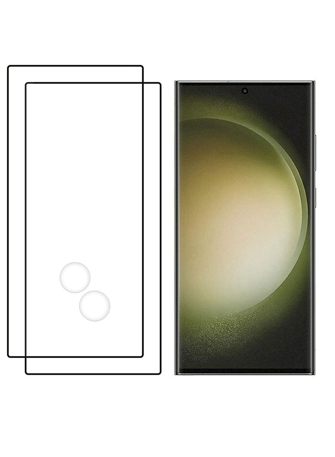 MARGOUN 2Pack for Samsung Galaxy S23 Ultra Screen Protector Tempered Glass 9H Anti-Scratch Shatterproof HD Curved Edge to Edge Full Coverage Film 6.8 inch Clear/Black - Image 4