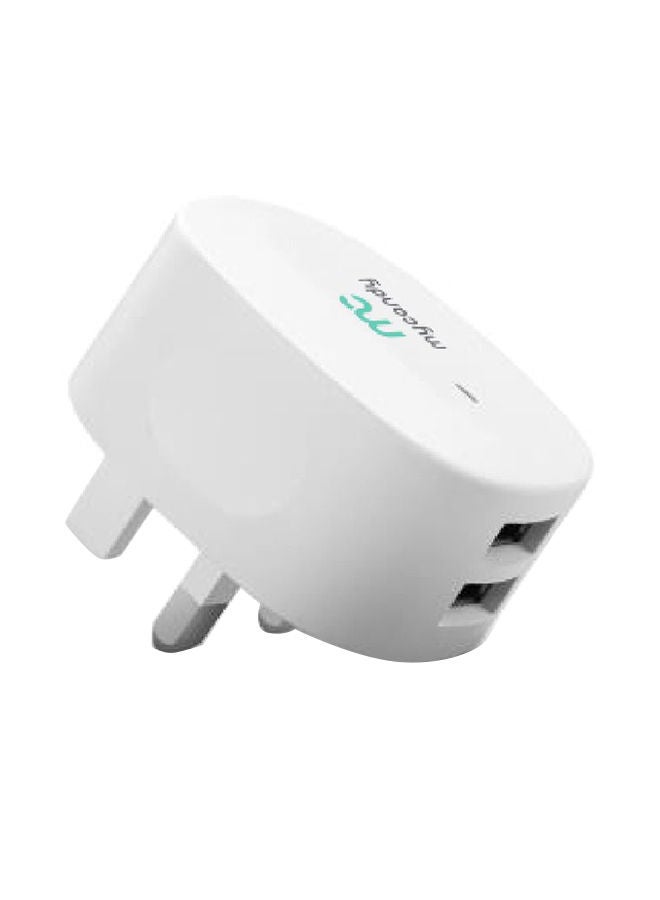 MYCANDY 3.4A Dual USB Travel Charger With 1M MFI Lightening White - Image 1