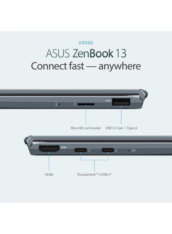ASUS - Asus Zenbook 13 Oled -Ux325Ea-Oled007W-Core I7-1165G7-Intel Iris Xe Graphics-13.3"-16Gb Lpddr4X-1Tb M.2 Nvme Ssd-Win 11 Home- English/Arabic Pine Grey - Image 1