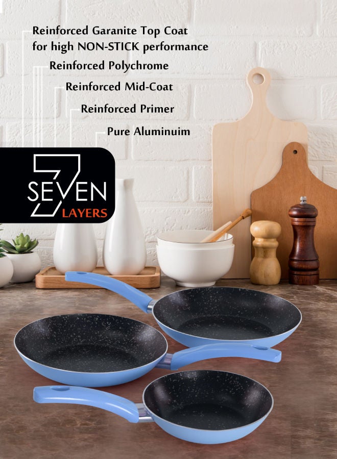 جراندي طقم مقلاة أسود/أزرق 16-18-24سم - Image 2