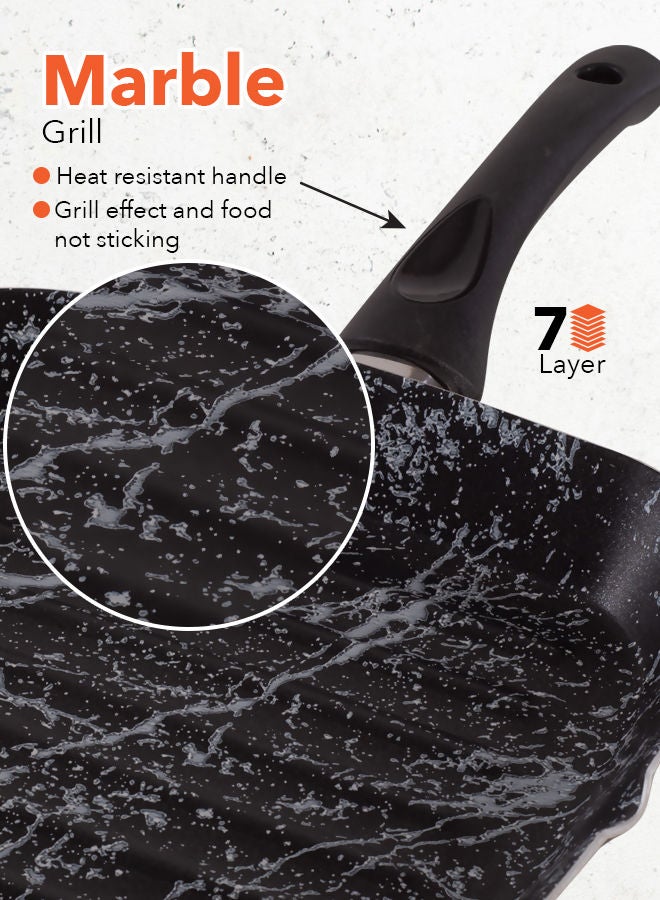 Grandi - Marble Grill Black/White 28cm - Image 1