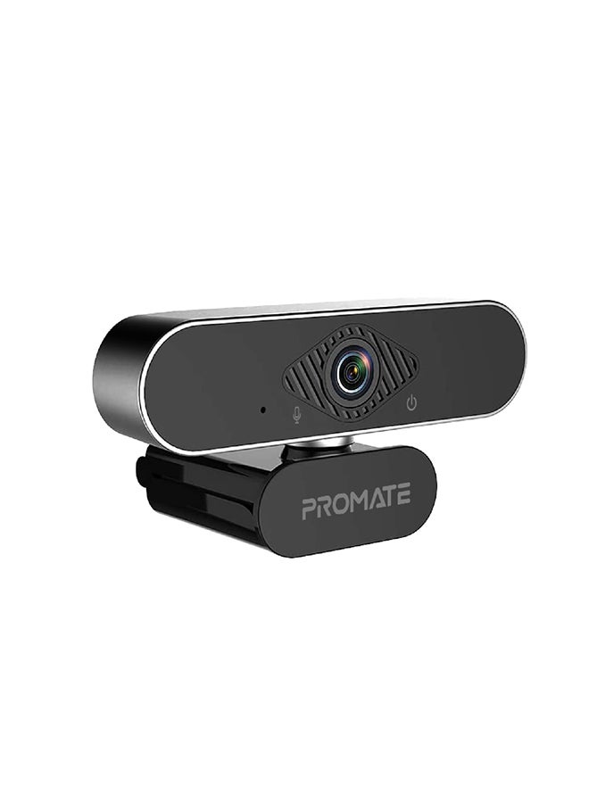 PROMATE Auto Focus Full-HD Pro WebCam with Built-In Mic Black - Image 1