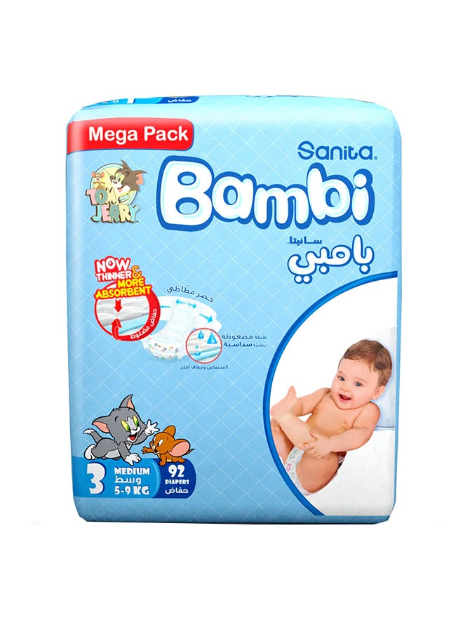 Sanita Bambi Size 3, Medium, 6-11 Kg, Mega Pack, 92 Diapers  - Image 2