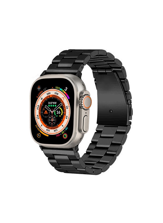 MARGOUN - Stainless Steel Band for Apple Watch Band 49mm 45mm 44mm 42mm Compatible with iWatch Strap Series Ultra/8/7/6/5/4/3/2/1/SE/SE2 Black - Image 1