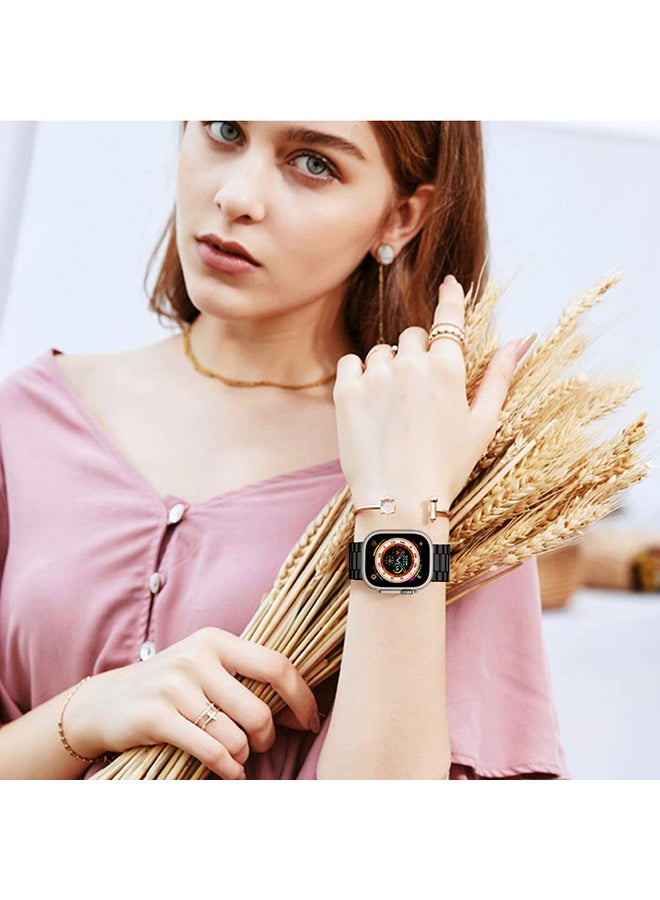 MARGOUN - Stainless Steel Band for Apple Watch Band 49mm 45mm 44mm 42mm Compatible with iWatch Strap Series Ultra/8/7/6/5/4/3/2/1/SE/SE2 Black - Image 1
