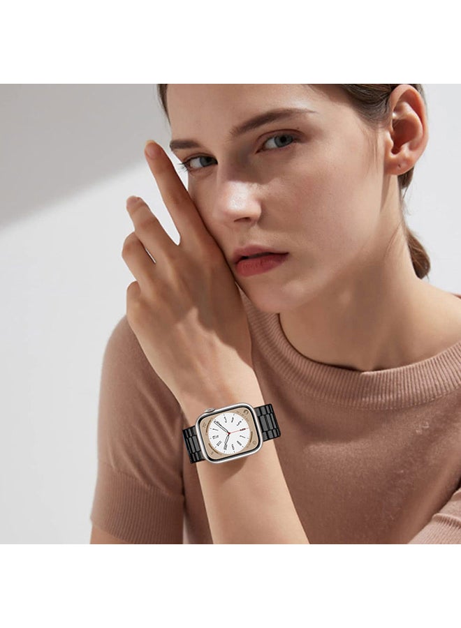 MARGOUN - Stainless Steel Band for Apple Watch Band 49mm 45mm 44mm 42mm Compatible with iWatch Strap Series Ultra/8/7/6/5/4/3/2/1/SE/SE2 Black - Image 1