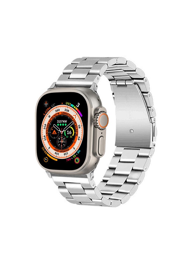 MARGOUN - Stainless Steel Band for Apple Watch Band 49mm 45mm 44mm 42mm Compatible with iWatch Strap Series Ultra/8/7/6/5/4/3/2/1/SE/SE2 Silver - Image 1