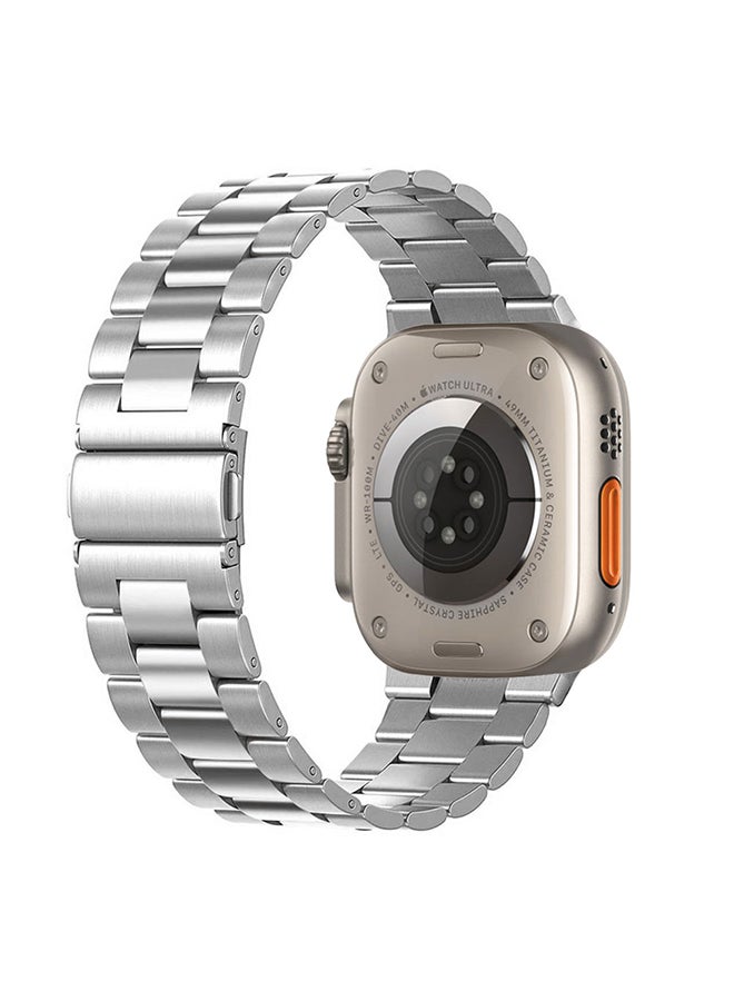MARGOUN - Stainless Steel Band for Apple Watch Band 49mm 45mm 44mm 42mm Compatible with iWatch Strap Series Ultra/8/7/6/5/4/3/2/1/SE/SE2 Silver - Image 1