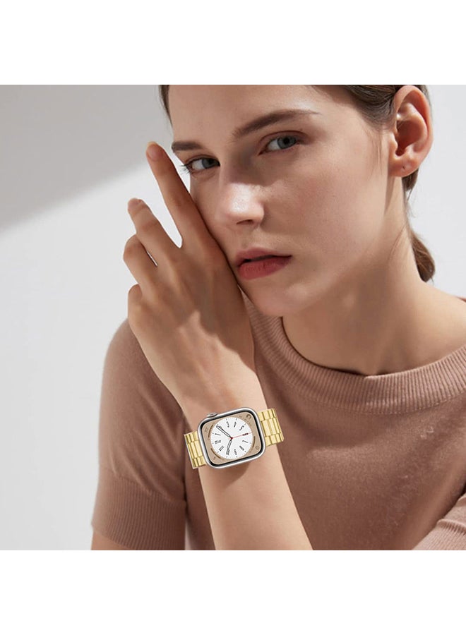 MARGOUN - Stainless Steel Band for Apple Watch Band 49mm 45mm 44mm 42mm Compatible with iWatch Strap Series Ultra/8/7/6/5/4/3/2/1/SE/SE2 Gold - Image 1