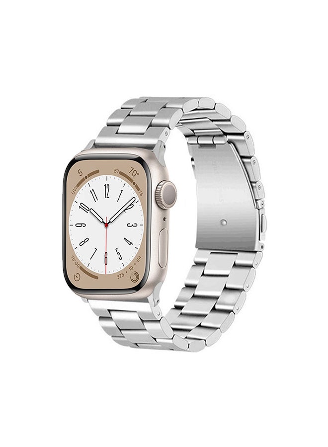 MARGOUN - Stainless Steel Band for Apple Watch Band 41mm 40mm 38mm Compatible with iWatch Strap Series 8/7/6/5/4/3/2/1/SE/SE2 Silver - Image 1