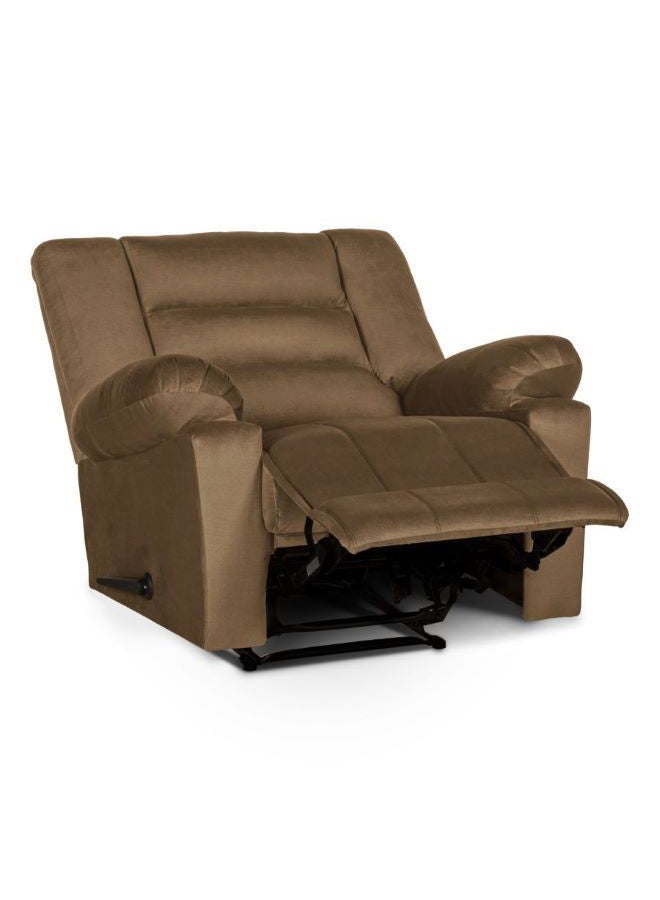 NICE Velvet Upholstered Classic Recliner Chair With Bed Mode Light Brown 90x100x80cm - Image 4