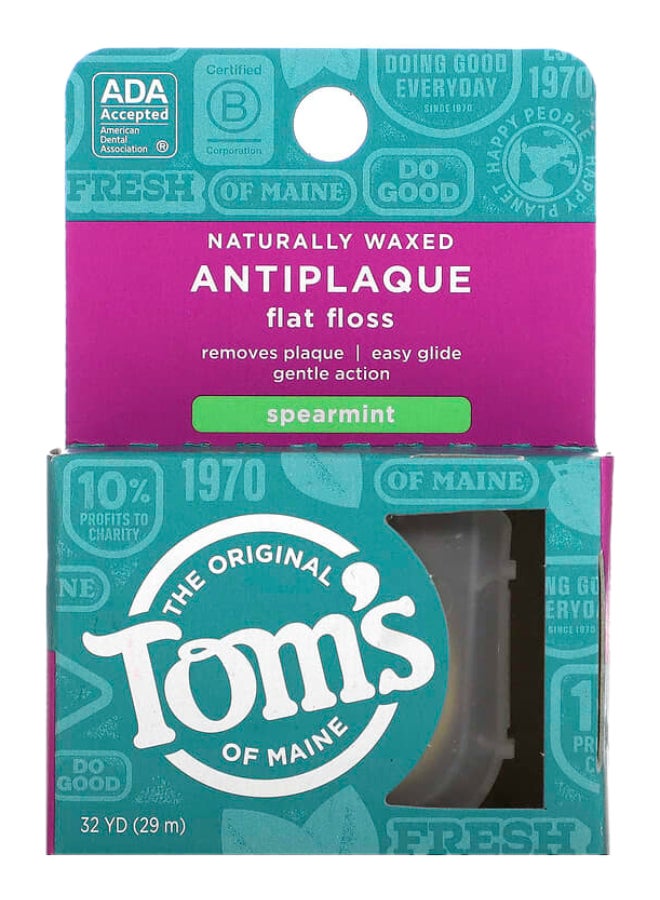 تومز أوف ماين خيط تنظيف أسنان مسطح بالنعناع الأخضر مضاد للترسبات متعدد الألوان 32ياردة - Image 1