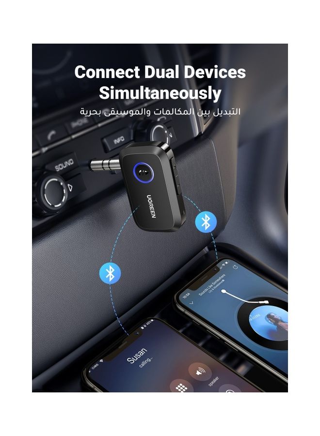 Ugreen - Aux Bluetooth Car Adapter 3.5mm,Portable Bluetooth 5.3 Receiver for Car,Bluetooth 3.5mm Jack Kit with Built-in Microphone for Car Stereo/Speaker/Home Stereo/Wired Headphones,15H Battery Life Black - Image 1