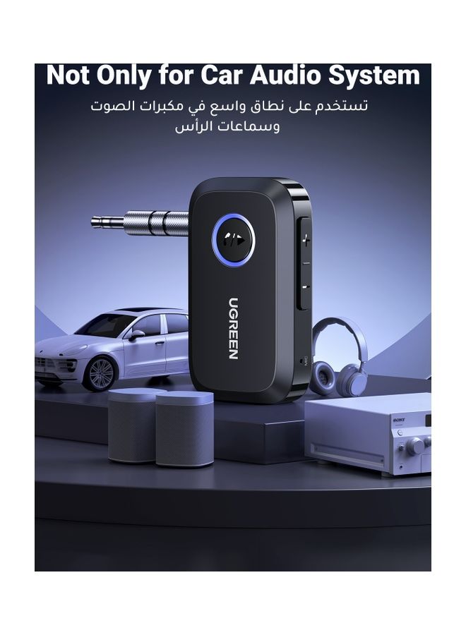 Ugreen - Aux Bluetooth Car Adapter 3.5mm,Portable Bluetooth 5.3 Receiver for Car,Bluetooth 3.5mm Jack Kit with Built-in Microphone for Car Stereo/Speaker/Home Stereo/Wired Headphones,15H Battery Life Black - Image 1