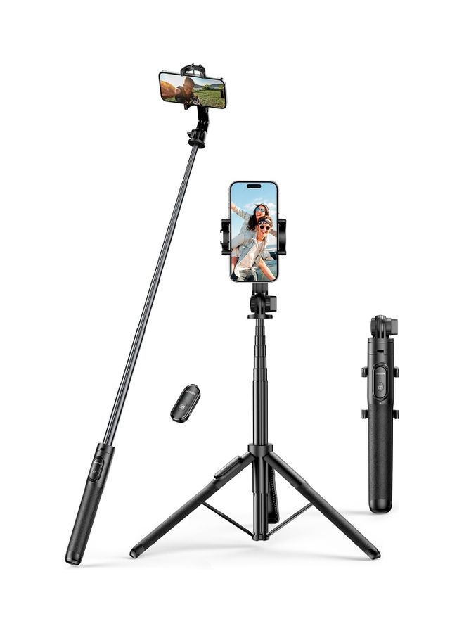 Selfie Stick Tripod, 60 inch/152cm Extendable Phone Tripod Alloy Camera Stand With Bluetooth Remote Shutter, All in One Tripod For iPhone 16/15 series, Samsung Galaxy S24 S23, Xiaomi, Cameras Black - v1677670325/N53388274A_1