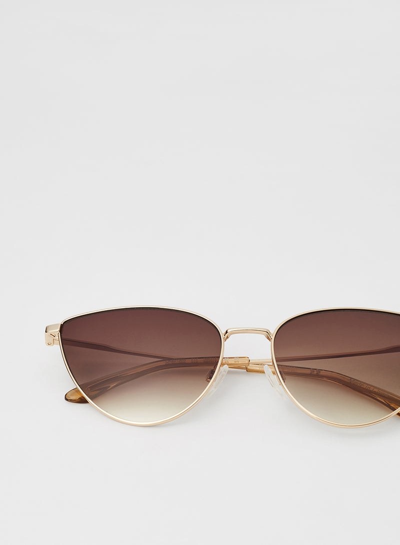 كالفن كلاين نظارة شمسية بإطار كامل من المعدن على شكل عين قطة - عدسات بمقاس: 58 مم للنساء - Image 4