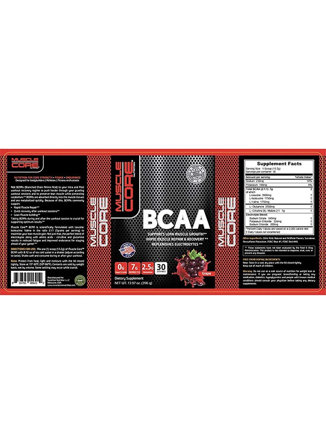 Muscle Core Bcaa Dietary Supplement Supports Lean Muscle Growth Grape Rapid Muscle Repair And Recovery Replenishes Electrolytes 30 Servings 396G - Image 3