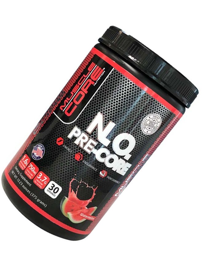 N.O. Pre-Core Water Melon Dietary Supplement Energy Endurance Performance 30 Servings 375G