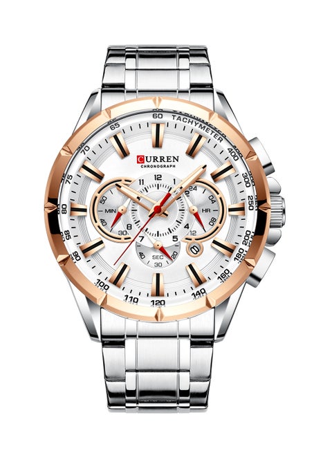 Men's Waterproof Stainless Steel BAnd Chronograph Quartz Watch 8363 - 48 mm - Silver