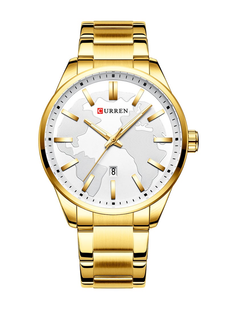 CURREN Men's Waterproof Stainless Steel BAnd Quartz Watch 8366 - 46 mm - Gold - Image 1
