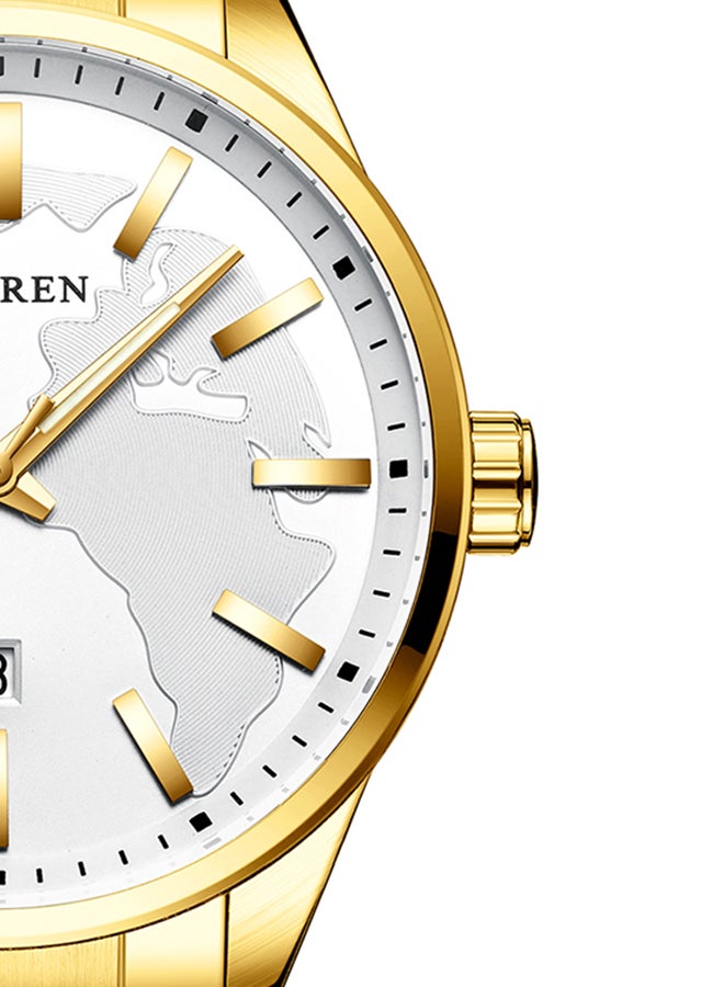 CURREN Men's Waterproof Stainless Steel BAnd Quartz Watch 8366 - 46 mm - Gold - Image 5