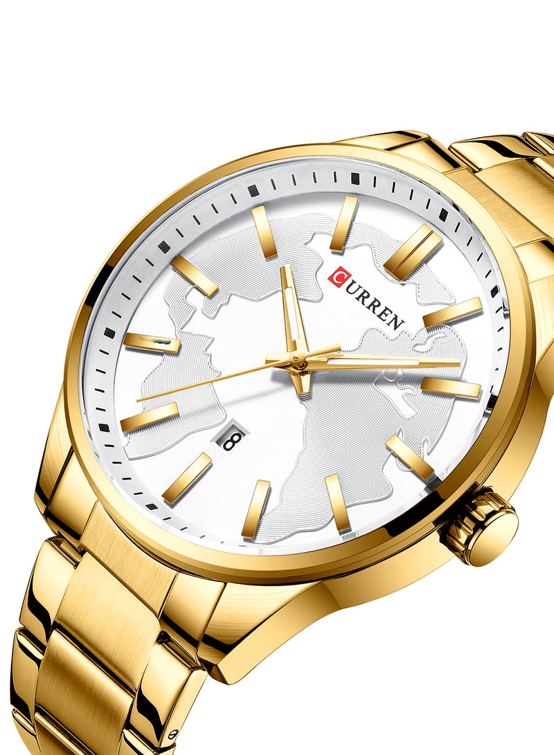 CURREN Men's Waterproof Stainless Steel BAnd Quartz Watch 8366 - 46 mm - Gold - Image 2