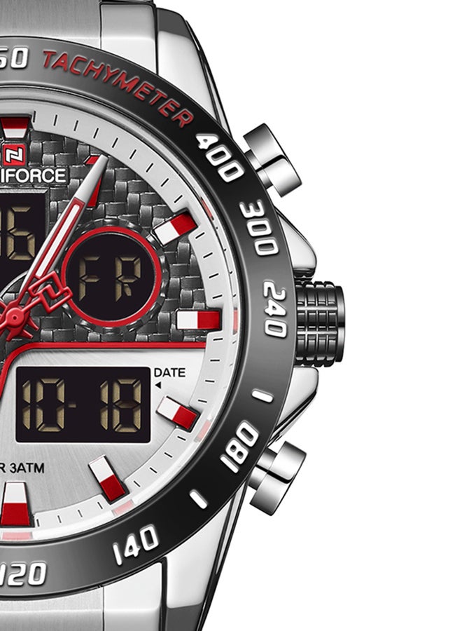 NAVIFORCE Men's Stainless Steel Analog & Digital Wrist Watch NF9171 S/W/S - 45 mm - Silver  - Image 5