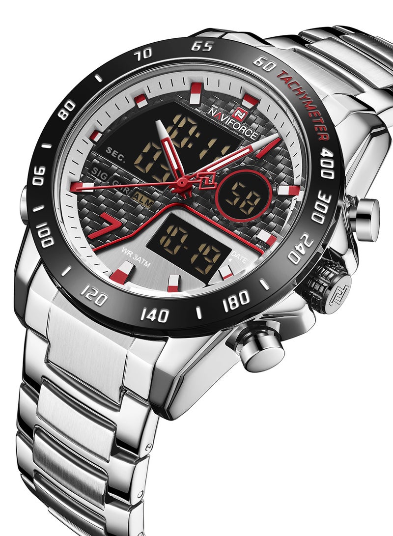 NAVIFORCE Men's Stainless Steel Analog & Digital Wrist Watch NF9171 S/W/S - 45 mm - Silver  - Image 2