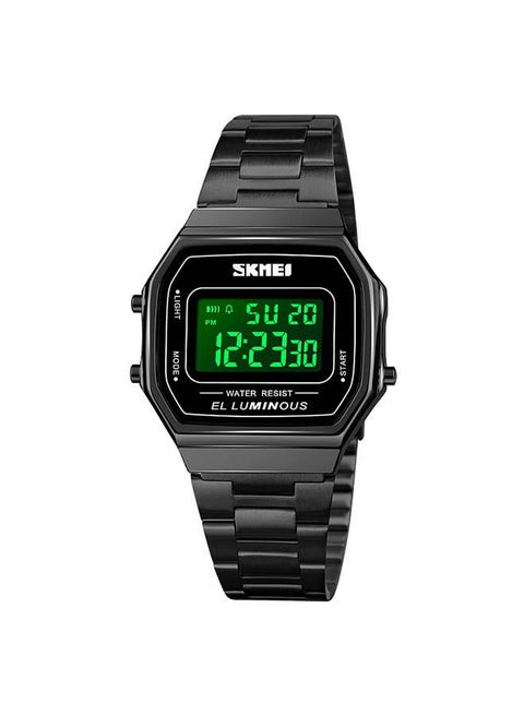 Men's 1647 New Square Steel LED Waterproof Stylish Wrist Watch
