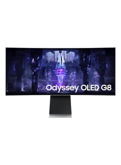 34 Inch Odyssey G85SB Series OLED Ultra WQHD Curved Gaming Monitor, 175Hz, 0.1ms, USB Type-C, (3440 x 1440) DisplayHDR True Black 400, AMD FreeSync Premium Pro, Smart TV Experience, Advanced Game Streaming, LS34BG850SMXUE 2023 White
