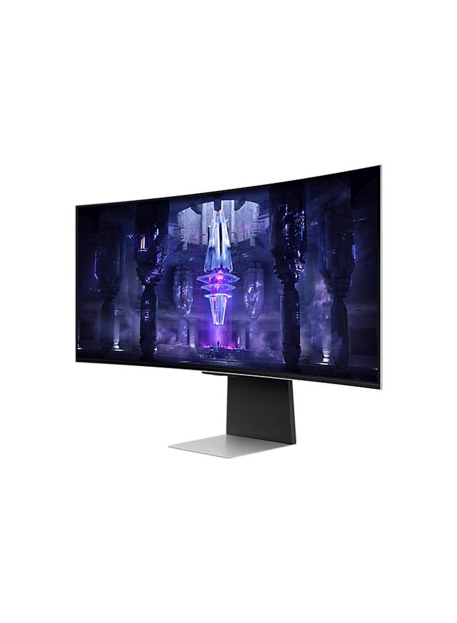 Samsung - 34 Inch Odyssey G85SB Series OLED Ultra WQHD Curved Gaming Monitor, 175Hz, 0.1ms, USB Type-C, (3440 x 1440) DisplayHDR True Black 400, AMD FreeSync Premium Pro, Smart TV Experience, Advanced Game Streaming, LS34BG850SMXUE 2023 White - Image 1