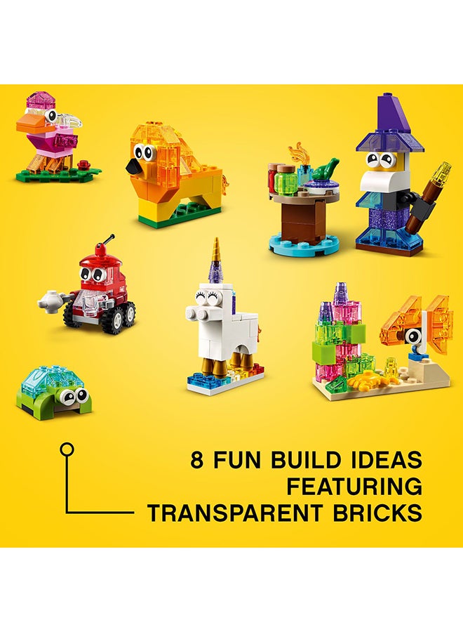 LEGO - 6327639 Classic Creative Transparent Bricks Kids’ Building Kit; Build A Sparkling Bird, Lion, Wizard, Fish With Coral, Turtle, Robot, Unicorn And Pink Bird; Great Lego Toy For Kids Aged 4 And Over (500 Pieces) 11013 500 4+ Years - Image 1