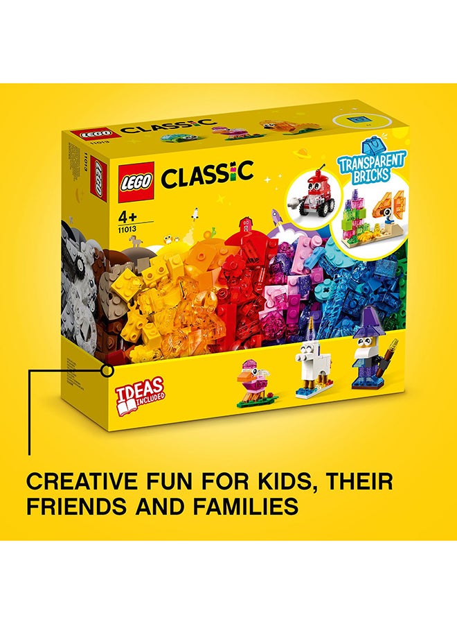 LEGO - 6327639 Classic Creative Transparent Bricks Kids’ Building Kit; Build A Sparkling Bird, Lion, Wizard, Fish With Coral, Turtle, Robot, Unicorn And Pink Bird; Great Lego Toy For Kids Aged 4 And Over (500 Pieces) 11013 500 4+ Years - Image 1