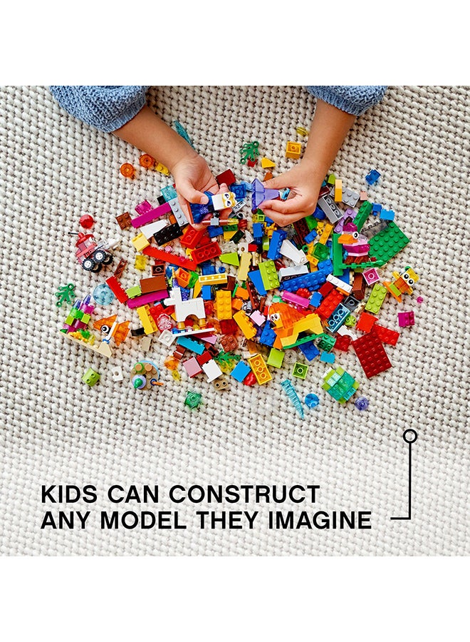 LEGO - 6327639 Classic Creative Transparent Bricks Kids’ Building Kit; Build A Sparkling Bird, Lion, Wizard, Fish With Coral, Turtle, Robot, Unicorn And Pink Bird; Great Lego Toy For Kids Aged 4 And Over (500 Pieces) 11013 500 4+ Years - Image 1