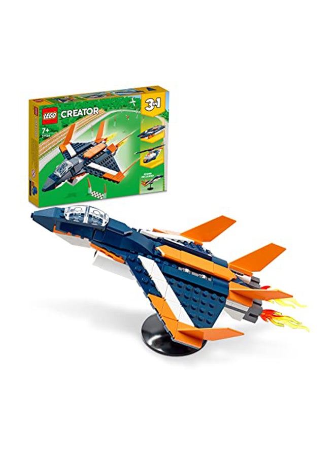 6371106 Creator 3in1 Supersonic Jet 31126 Building Kit; Build a Jet Plane and Rebuild It into a Helicopter or a Speed Boat Toy; A Creative Gift for Passionate LEGO Fans Aged 7+ (215 Pieces) 7+ Years