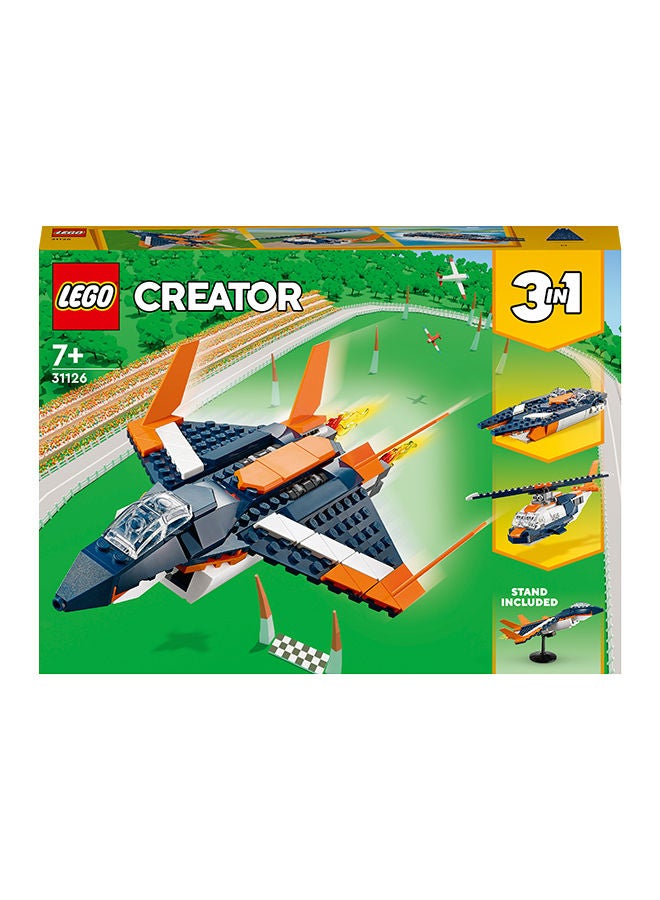 6371106 Creator 3in1 Supersonic Jet 31126 Building Kit; Build a Jet Plane and Rebuild It into a Helicopter or a Speed Boat Toy; A Creative Gift for Passionate LEGO Fans Aged 7+ (215 Pieces) 7+ Years