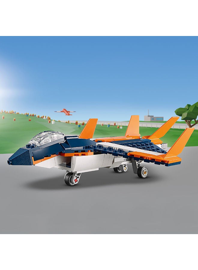 6371106 Creator 3in1 Supersonic Jet 31126 Building Kit; Build a Jet Plane and Rebuild It into a Helicopter or a Speed Boat Toy; A Creative Gift for Passionate LEGO Fans Aged 7+ (215 Pieces) 7+ Years