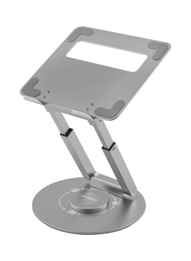 PROMATE - Aluminum Laptop Sit To Stand 360-Degree Rotatable Desk With Silicone Grip Adjustable Height Air Ventilation And Foldable Structure For Laptops Up To 17 Inches DeskMate-6 Grey - Image 1