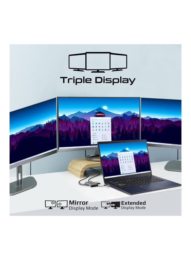 PROMATE - USB-C Media Hub Premium 4K Triple Display Aluminum Hub With Dual HDMI VGA Port 1000Mbps Ethernet 20W Power Delivery And Sync Charge USB Ports For Windows OS Silver - Image 1
