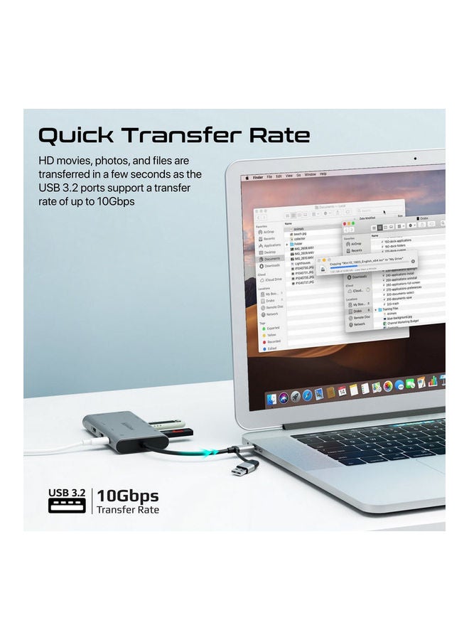 PROMATE - USB-C Media Hub Premium 4K Triple Display Aluminum Hub With Dual HDMI VGA Port 1000Mbps Ethernet 20W Power Delivery And Sync Charge USB Ports For Windows OS Silver - Image 1