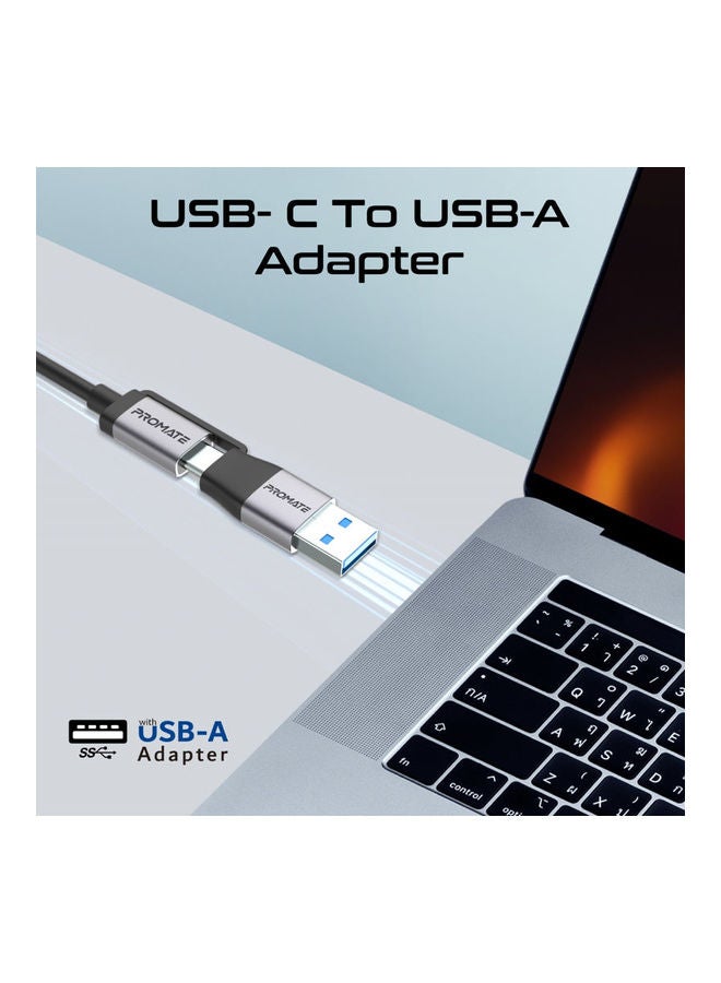 PROMATE - USB-C Media Hub Premium 4K Triple Display Aluminum Hub With Dual HDMI VGA Port 1000Mbps Ethernet 20W Power Delivery And Sync Charge USB Ports For Windows OS Silver - Image 1