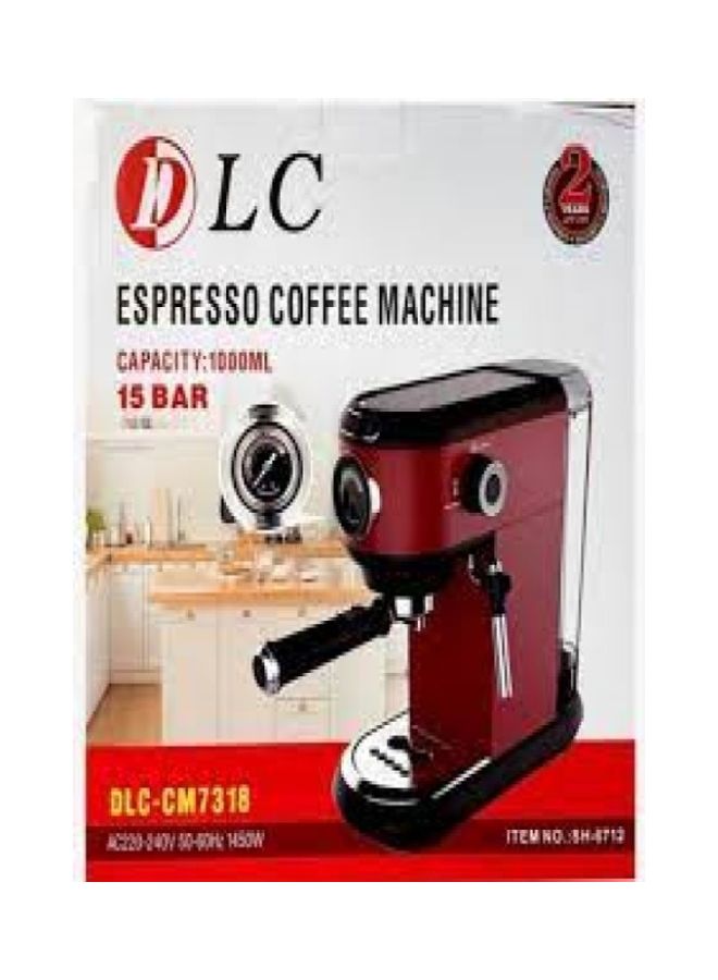دي إل سي  ماكينة صنع قهوة الإسبريسو 1000.0 ml 1450.0 W DLC-CM7318 أحمر  - Image 2