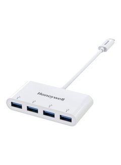 Honeywell Type C to 4 x USB 3.0 Hub, Super-Fast Transmission Speed 5Gbps, Max Current 900Ma Per Port, Compatible With All Type C- MacBook, Laptop, Pc, Printer, Mobiles, Keyboard White  - Image 1