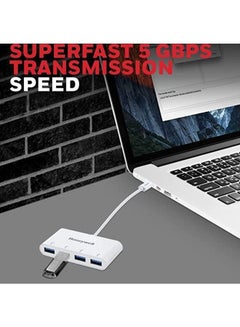 Honeywell Type C to 4 x USB 3.0 Hub, Super-Fast Transmission Speed 5Gbps, Max Current 900Ma Per Port, Compatible With All Type C- MacBook, Laptop, Pc, Printer, Mobiles, Keyboard White  - Image 4