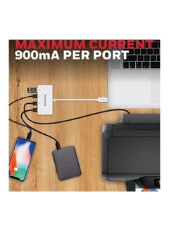 Honeywell Type C to 4 x USB 3.0 Hub, Super-Fast Transmission Speed 5Gbps, Max Current 900Ma Per Port, Compatible With All Type C- MacBook, Laptop, Pc, Printer, Mobiles, Keyboard White  - Image 5
