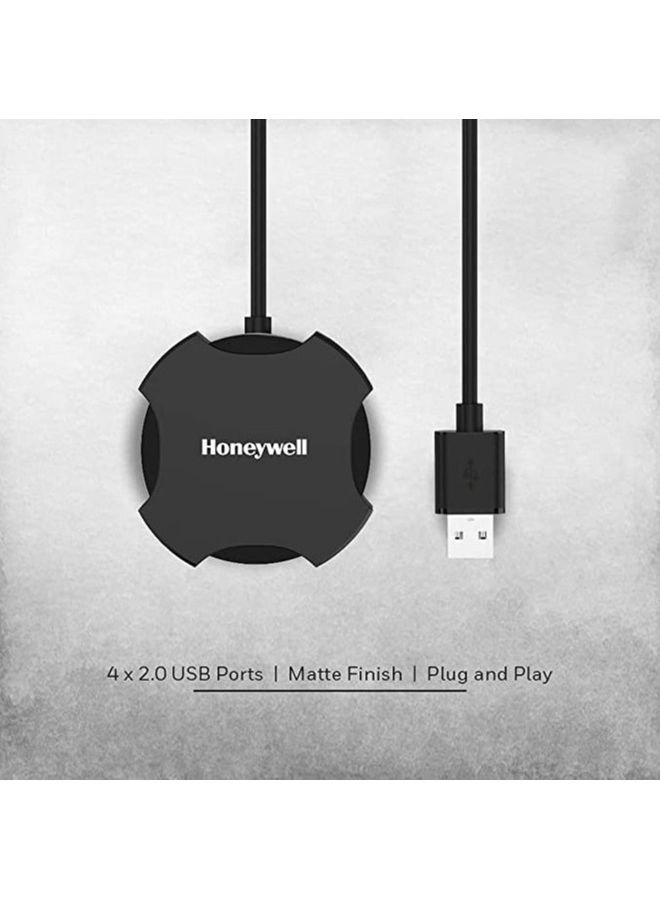 Honeywell 4 Port USB Non-Powered Hub 2.0 1.2M Length Cable Black - Image 2