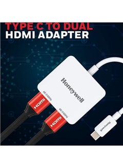 Honeywell Type C to Dual HDMI Adapter, 4K x 2K@60Hz Ultra HD Resolution, Compact And Portable, Compatible With All Type C MacBook, Laptop, PC, Xbox, PS5, Consoles And Tablets White  - Image 2