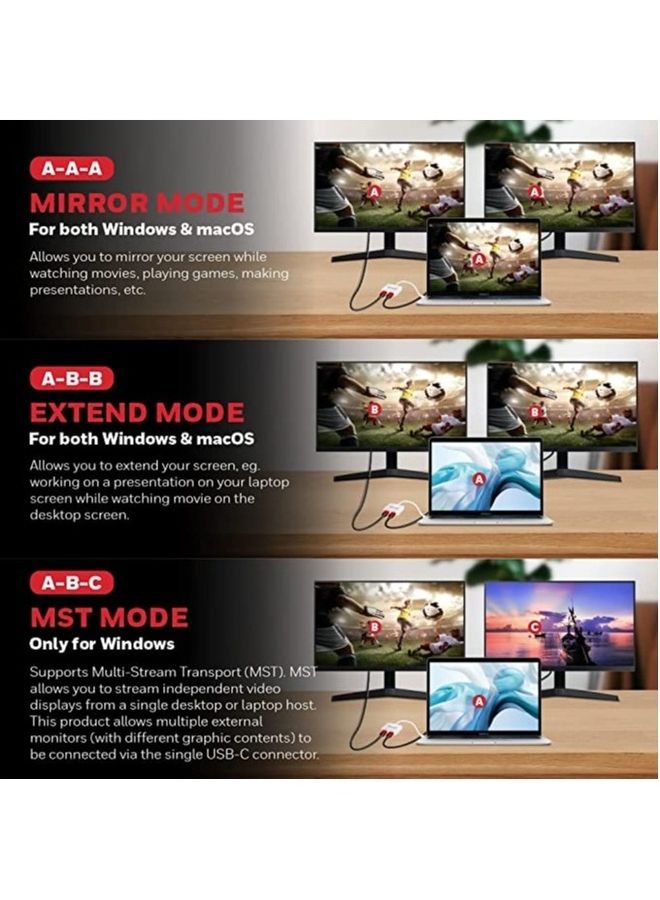 Honeywell Type C to Dual HDMI Adapter, 4K x 2K@60Hz Ultra HD Resolution, Compact And Portable, Compatible With All Type C MacBook, Laptop, PC, Xbox, PS5, Consoles And Tablets White  - Image 4