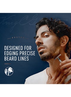 Gillette King C Double Edge Safety Razor Designed For Edging With Closed Comb And Chrome Plated Finish With 5 Platinum Coated Blades Black  - Image 2